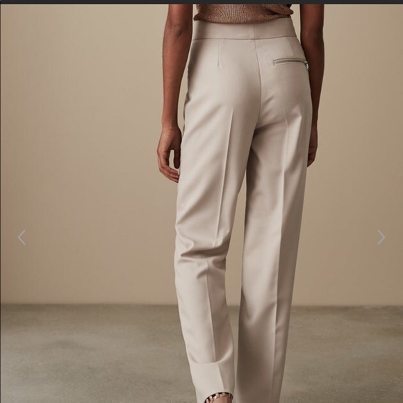 REISS Miller high rise straight leg pintuck trousers in stone color NWOT - Picture 3 of 17